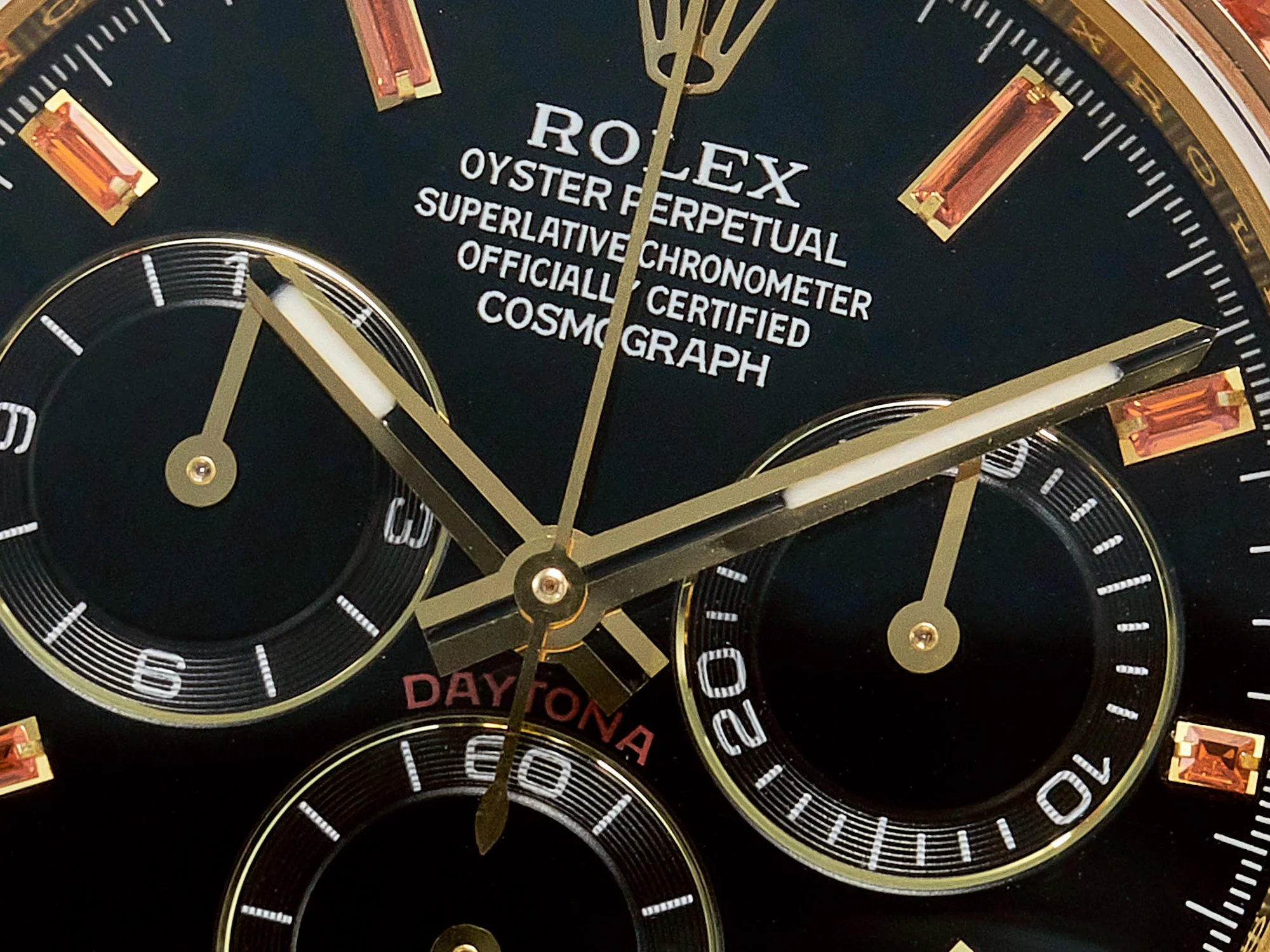 Daytona 116518 YG Orange Crystal Bezel N6F Best Edition Black Dial on Oysterflex Strap SA4130