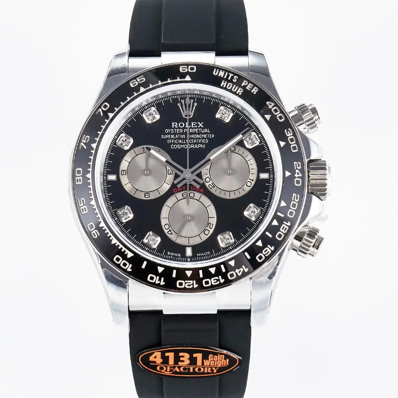 Daytona 126519 QF 1:1 Best Edition Black/Silver Diamonds Dial on Oysterflex Strap SH4131 V6(Gain Weight)