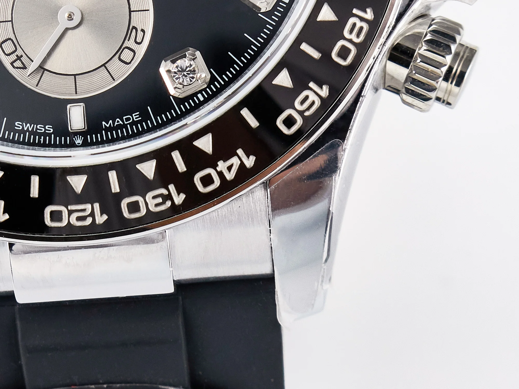 Daytona 126519 QF 1:1 Best Edition Black/Silver Diamonds Dial on Oysterflex Strap SH4131 V6(Gain Weight)