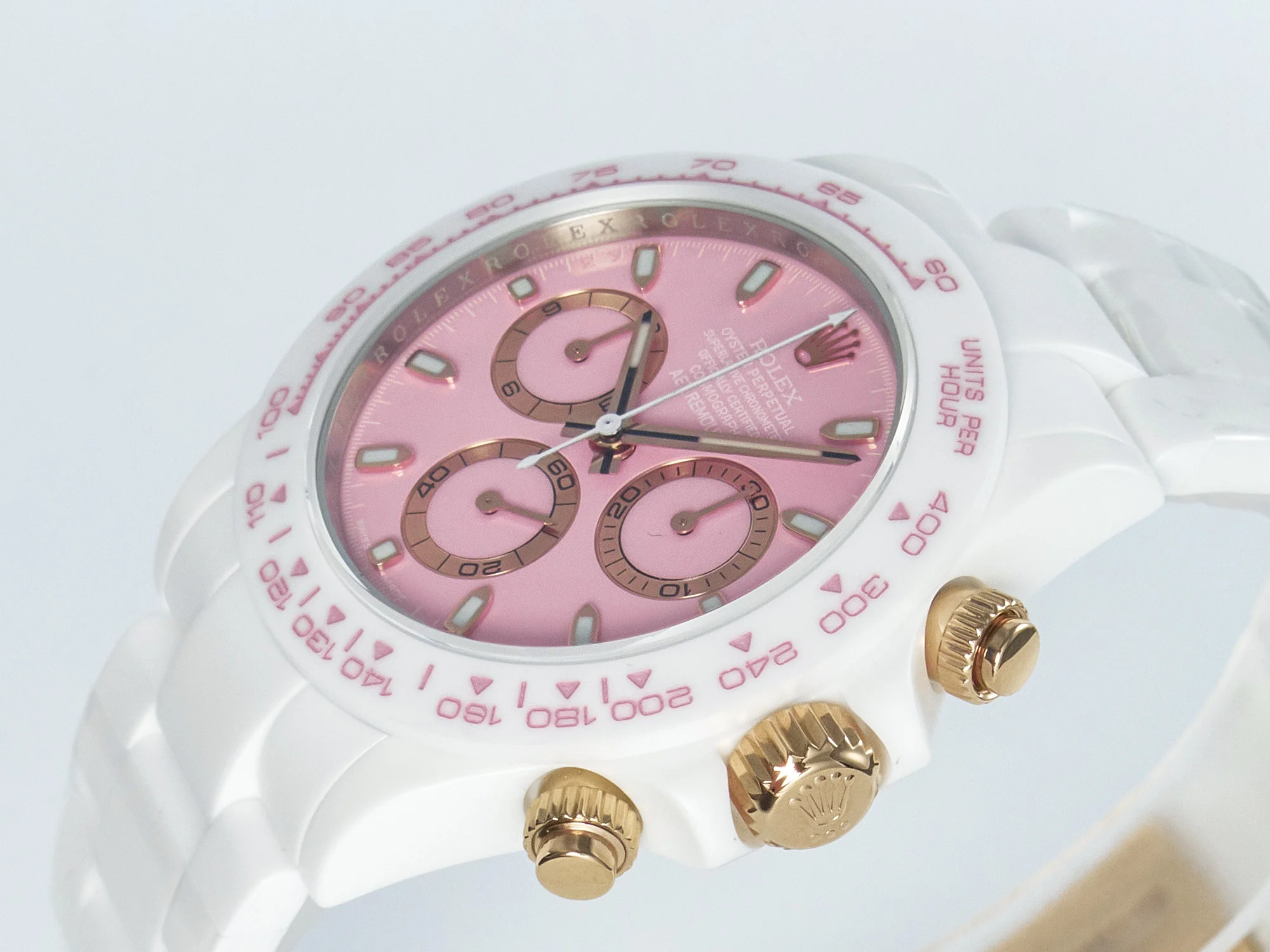 Daytona AET White Ceramic Case and Bracelet Pink Dial N6F Best Edition SA4130
