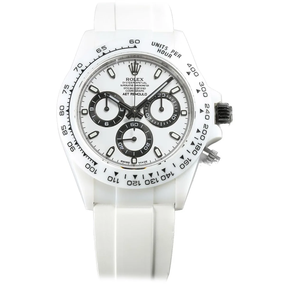 Daytona AET White Classic on Rubber Strap