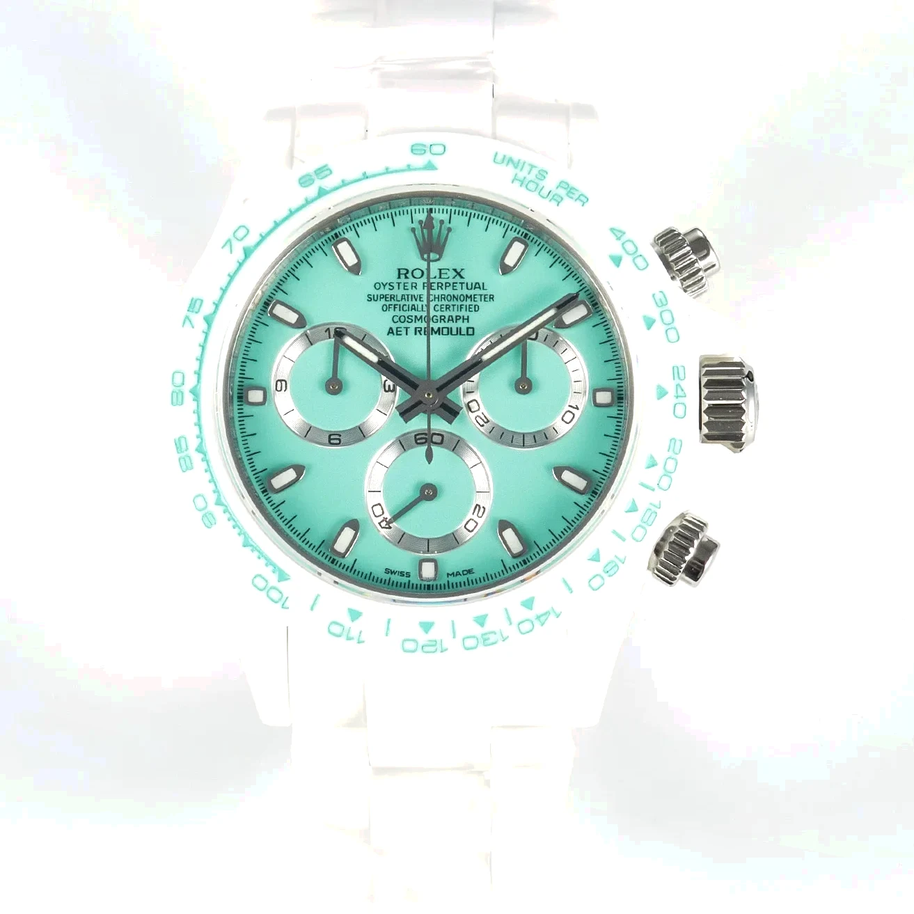 Daytona AET White Solid Ceramic Case and Bracelet Avocado Green Dial N6F 1:1 Best Edition DD4801