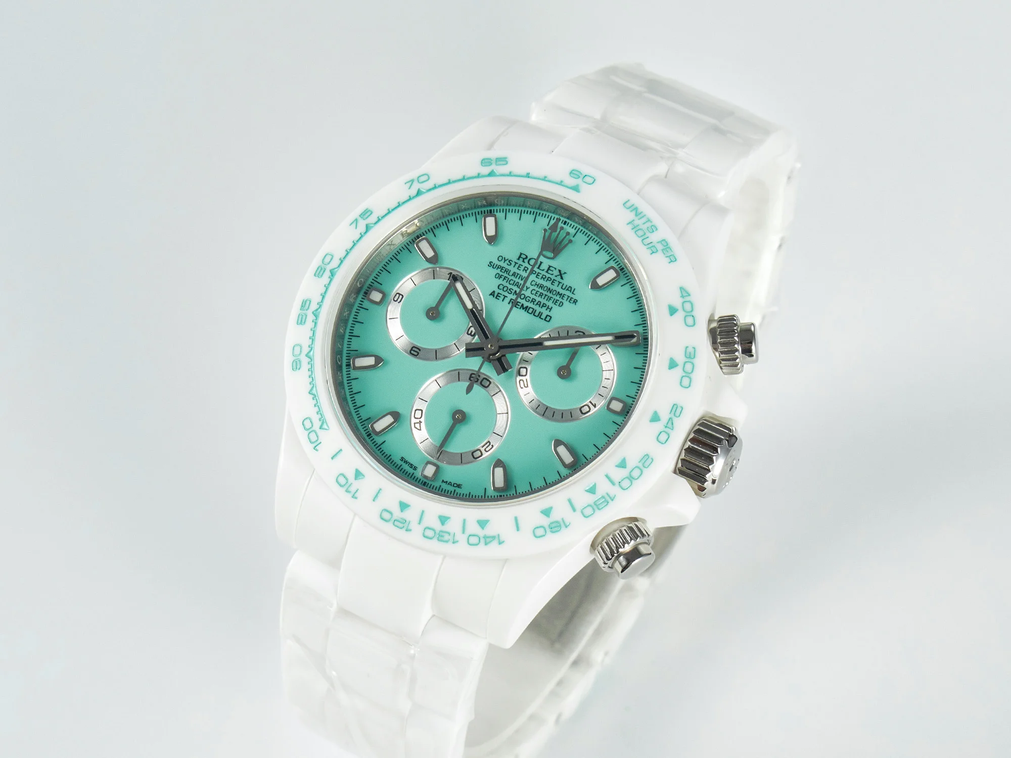 Daytona AET White Solid Ceramic Case and Bracelet Avocado Green Dial N6F 1:1 Best Edition DD4801