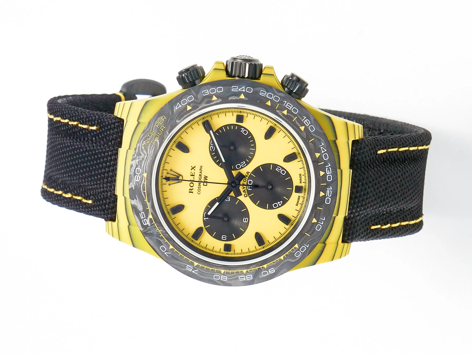 Daytona DIW Yellow Carbon N6F 1:1 Best Edition Yellow/Black Dial on Black Nylon Strap SA4130 V2