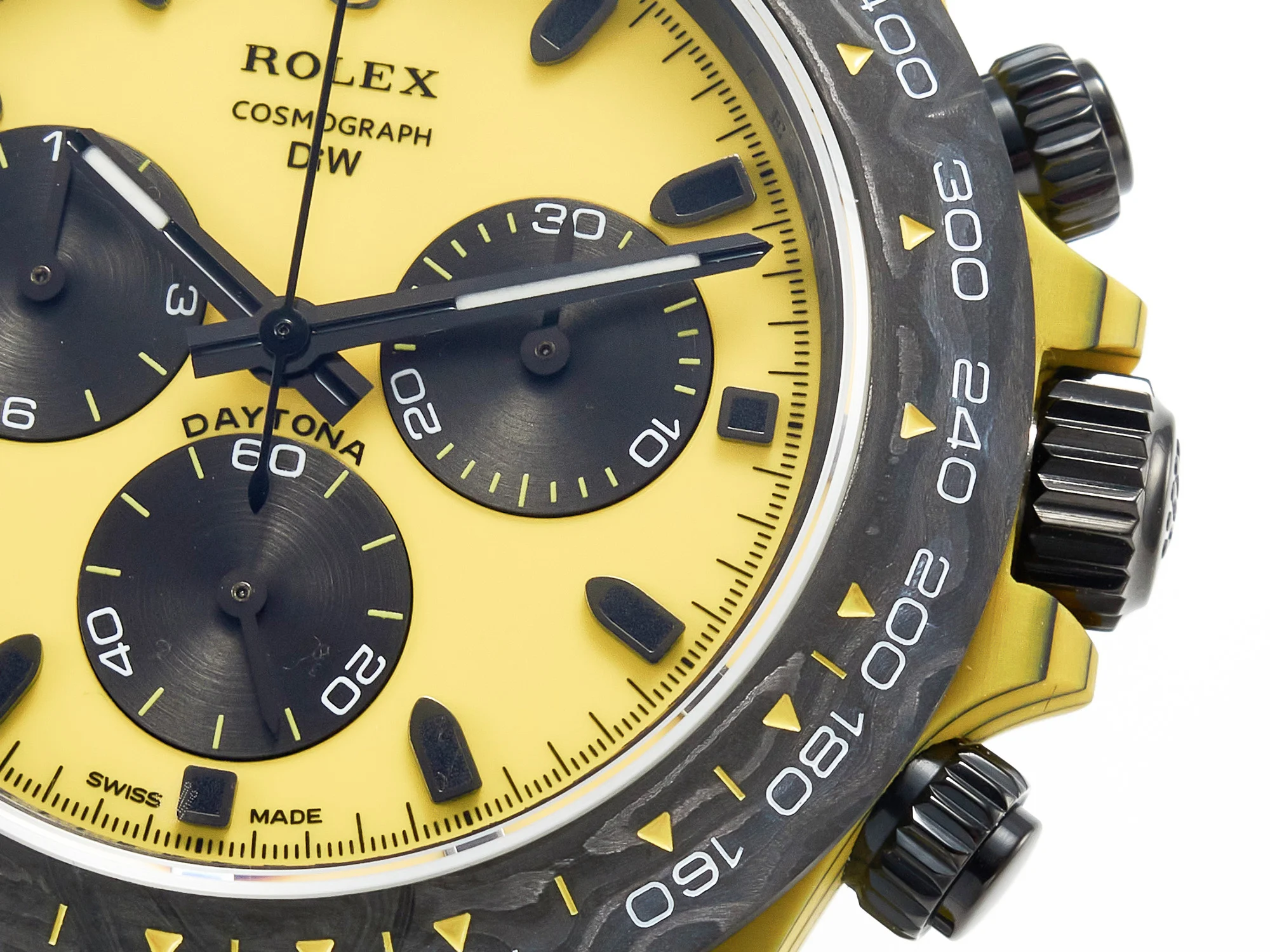 Daytona DIW Yellow Carbon N6F 1:1 Best Edition Yellow/Black Dial on Black Nylon Strap SA4130 V2