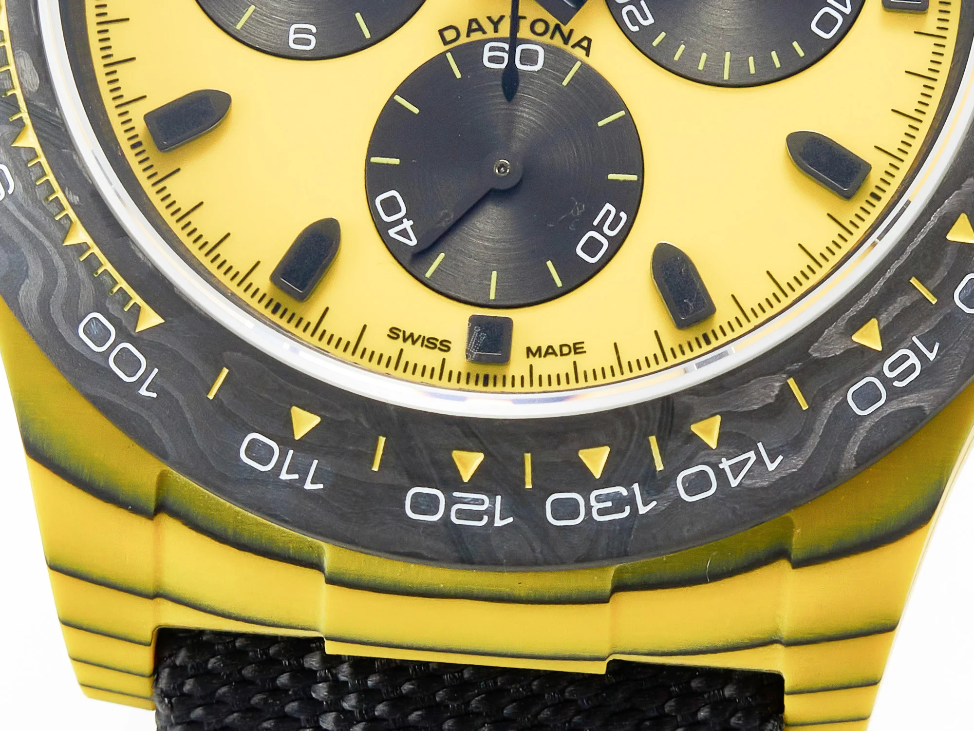 Daytona DIW Yellow Carbon N6F 1:1 Best Edition Yellow/Black Dial on Black Nylon Strap SA4130 V2