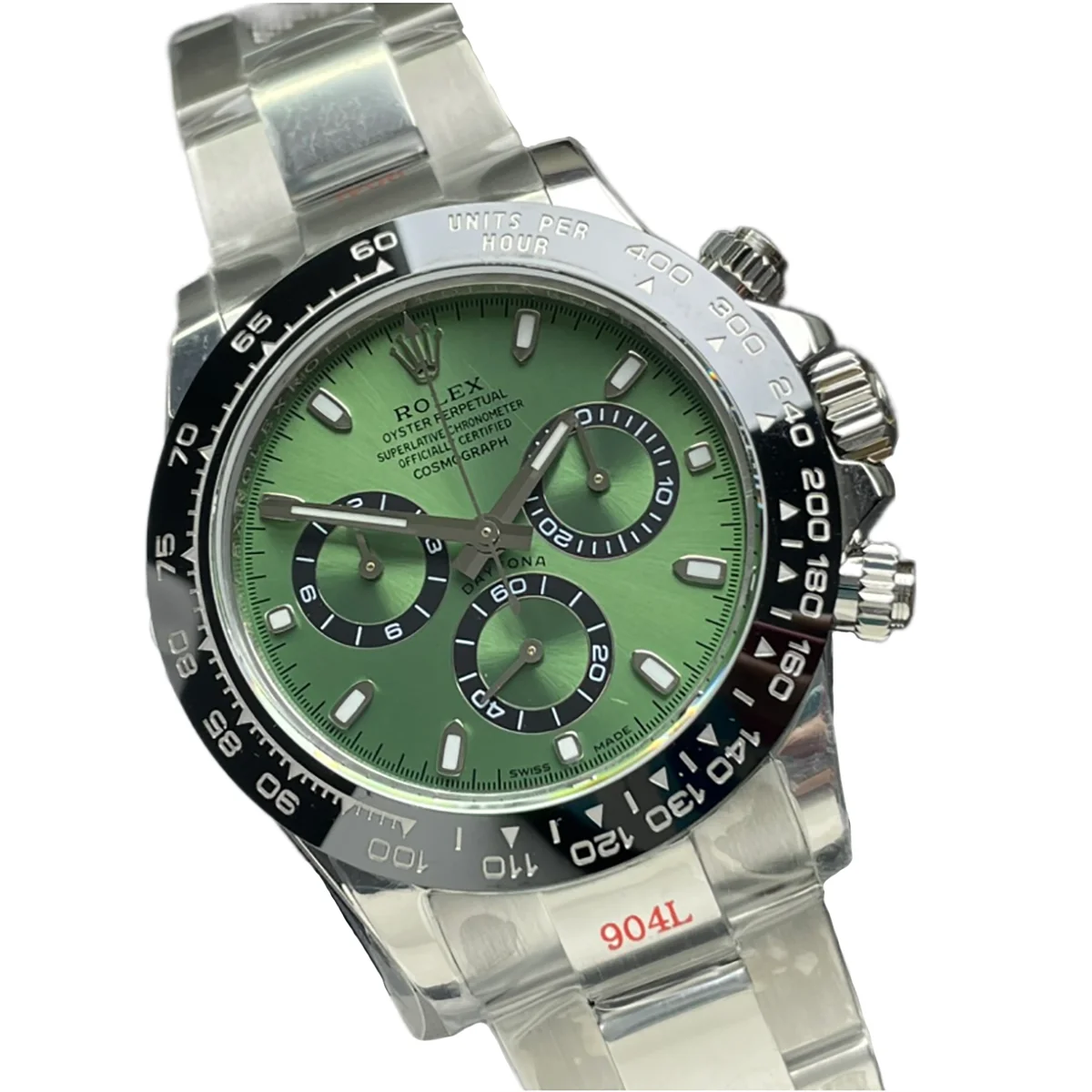Daytona Green Dial Black Bezel in Steel