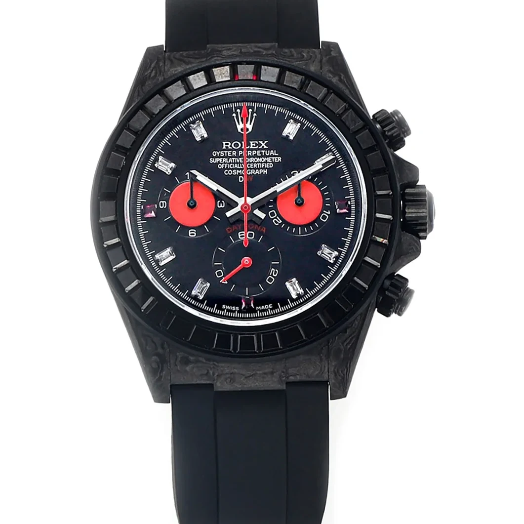 DIW Daytona Rainbow Black Carbon with Black Rubber Strap