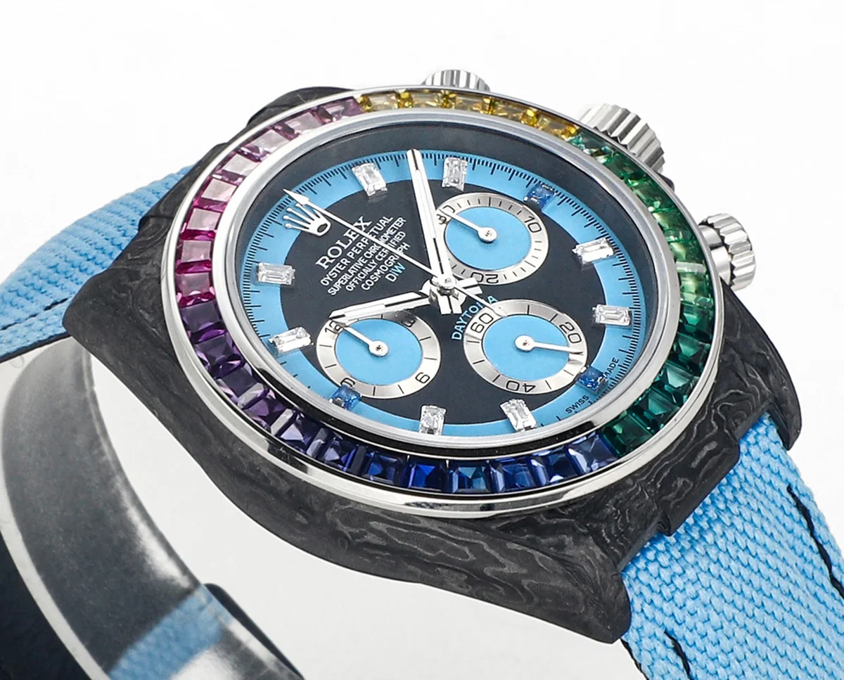 DIW Daytona Rainbow Blue Carbon in Blue Nylon Strap