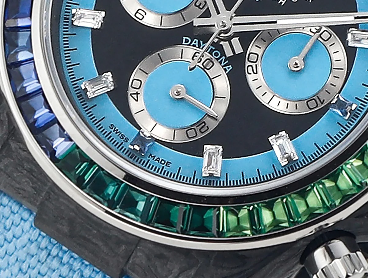 DIW Daytona Rainbow Blue Carbon in Blue Nylon Strap