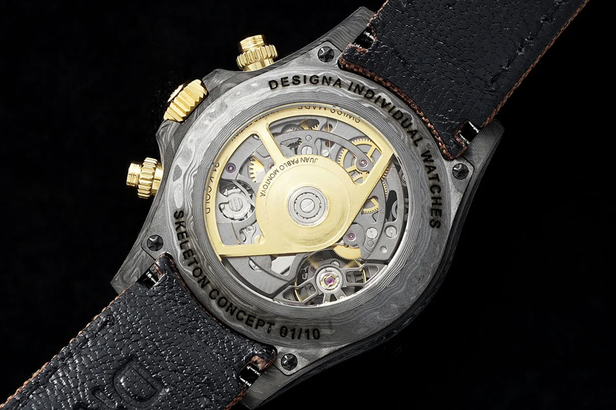 DIW Daytona Skeleton Dial in Carbon on Brown Nylon Strap