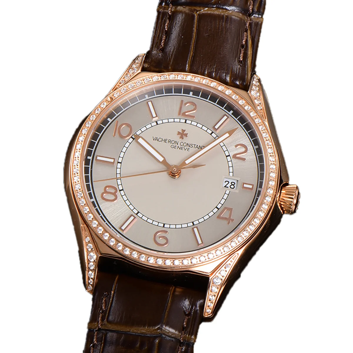 Fiftysix Creme Dial with Diamond Bezel in Pink Gold Ref: 4600E