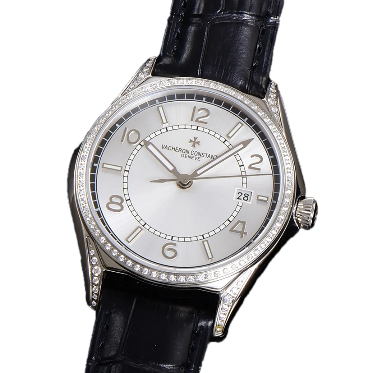 Fiftysix Silver Dial with Diamond Bezel in Steel Ref: 4600E
