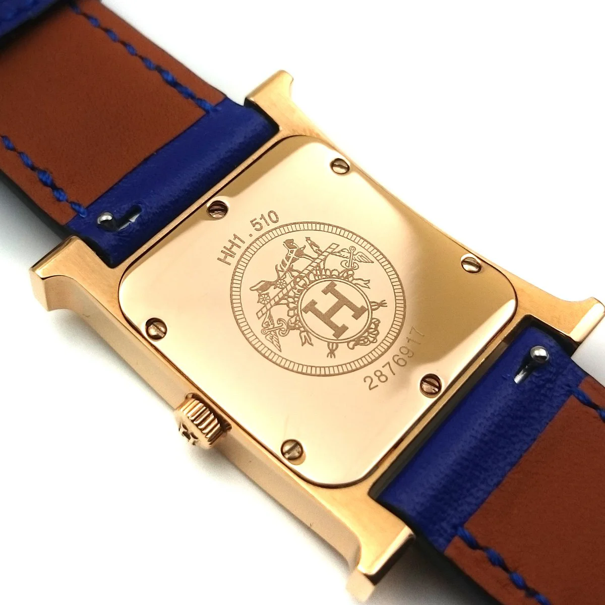 Heure H Rose Gold on Blue Fjord Leather Strap
