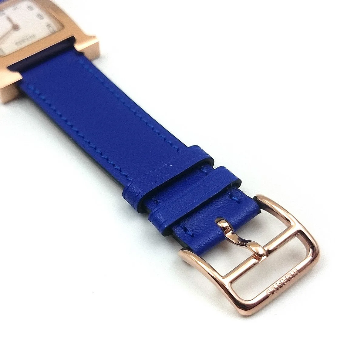 Heure H Rose Gold on Blue Fjord Leather Strap