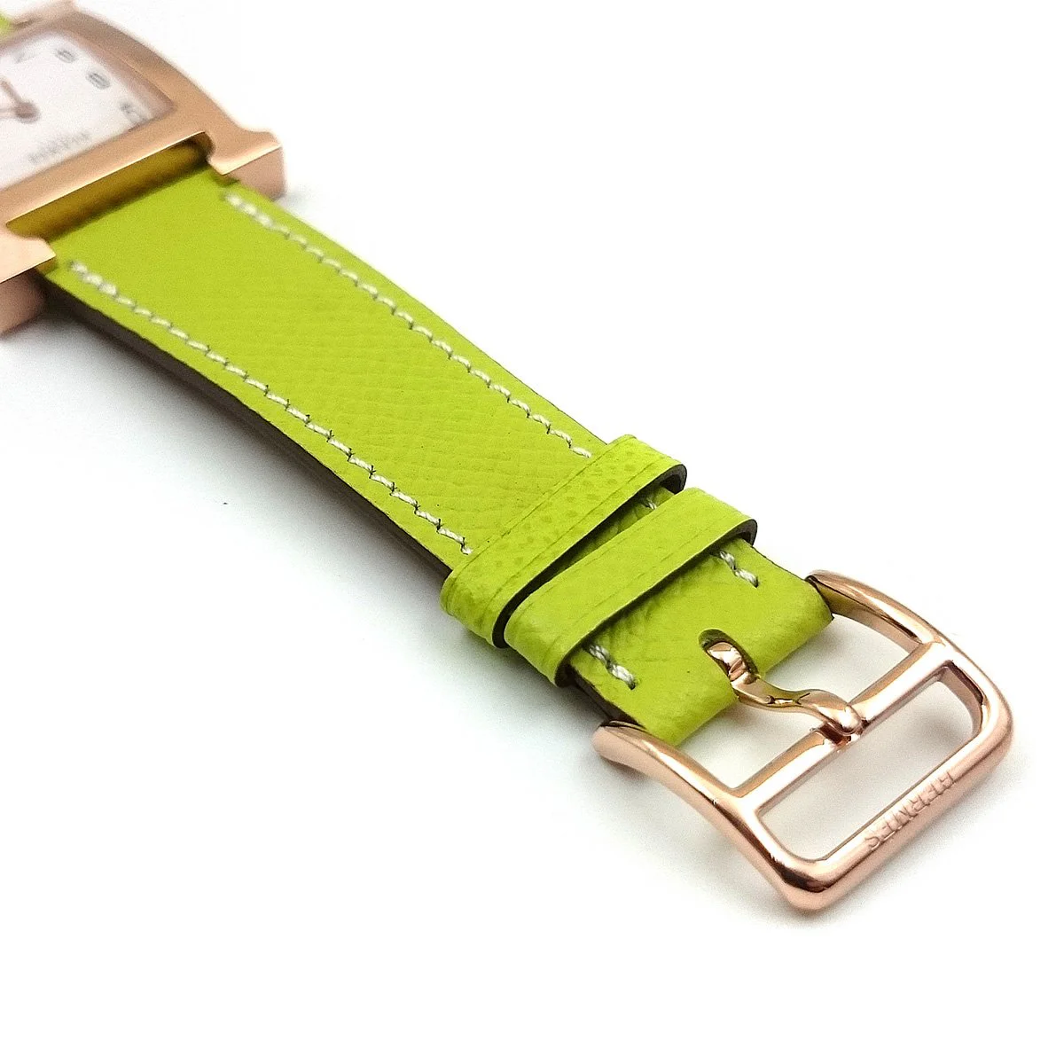 Heure H Rose Gold on Green Epsom Leather Strap