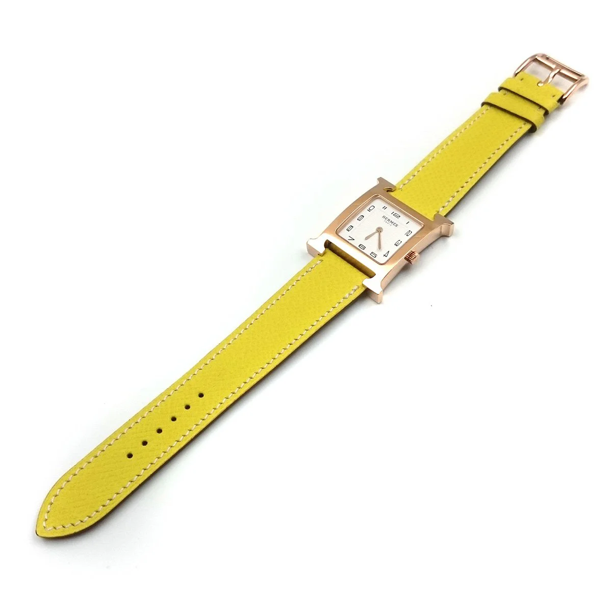 Heure H Rose Gold on Yellow Epsom Leather Strap