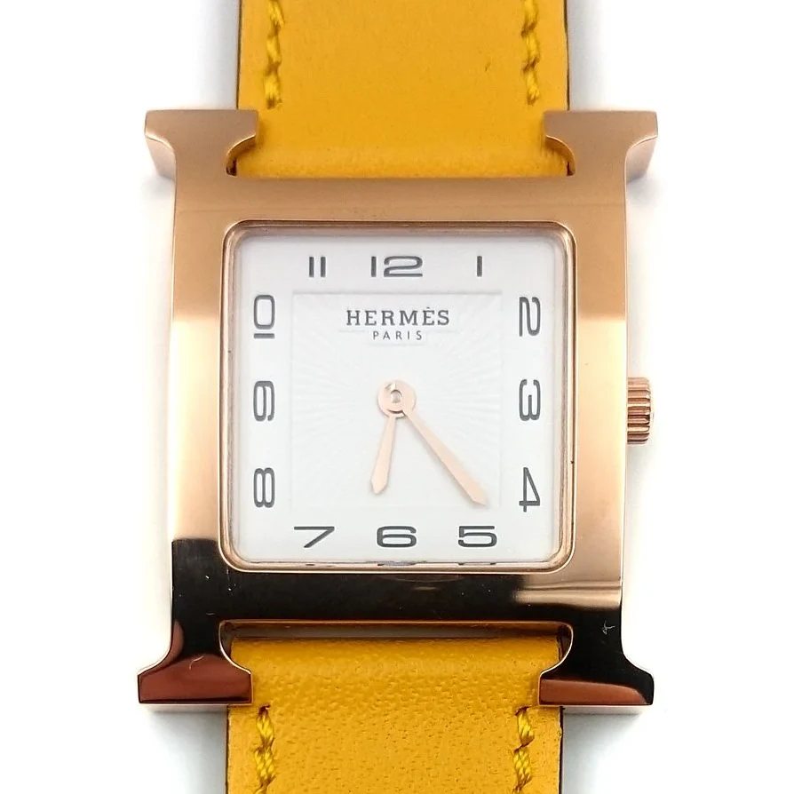 Heure H Rose Gold on Yellow Fjord Leather Strap