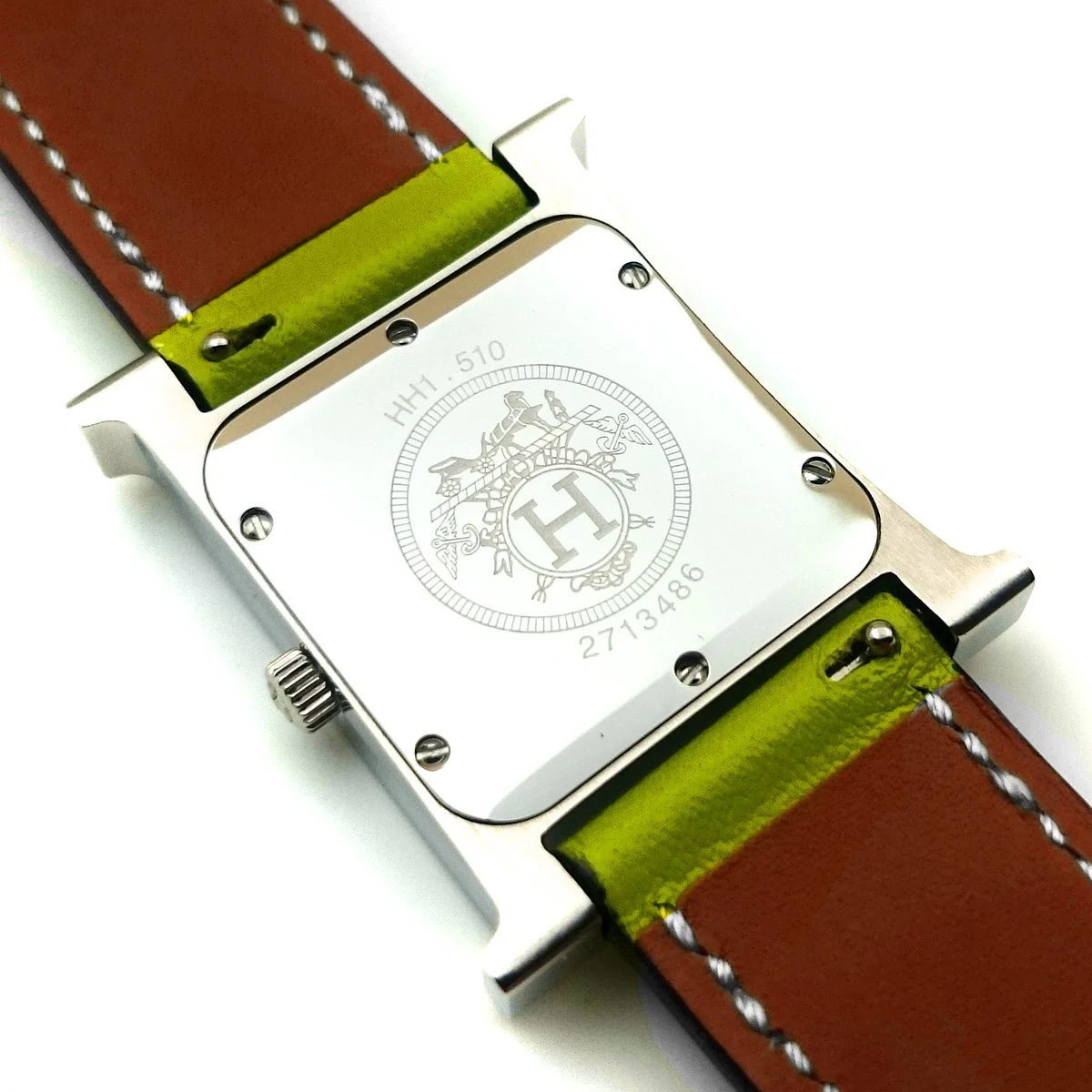Heure H Steel with Diamond Bezel and Markers on Green Epsom Leather Strap