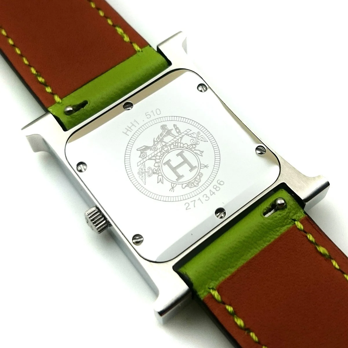 Heure H Steel with Diamond Bezel and Markers on Green Fjord Leather Strap