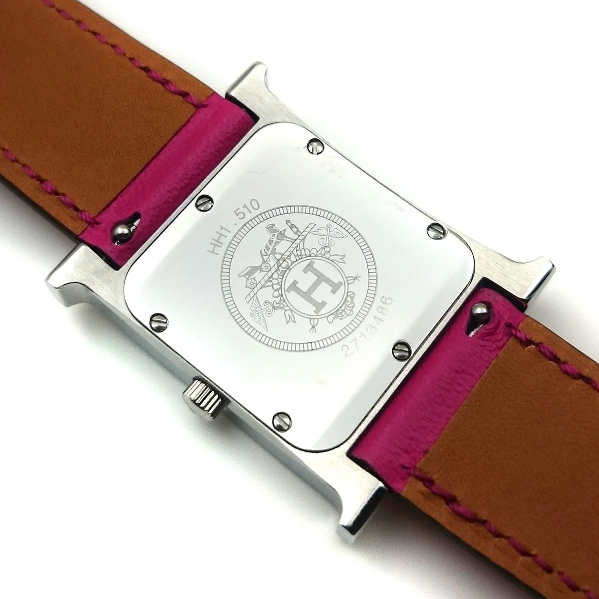 Heure H Steel with Diamond Bezel and Markers on Pink Fjord Leather Strap