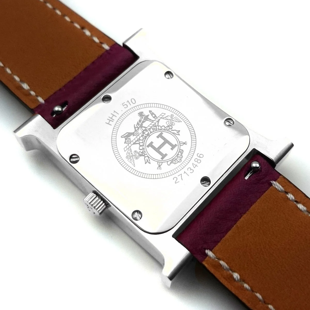 Heure H Steel with Diamond Bezel and Markers on Violet Epsom Leather Strap
