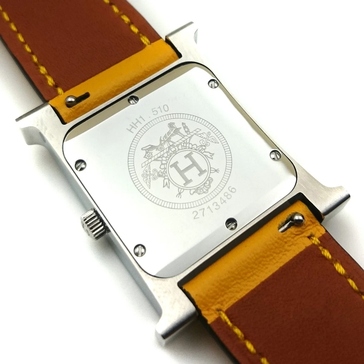 Heure H Steel with Diamond Bezel and Markers on Yellow Epsom Leather Strap