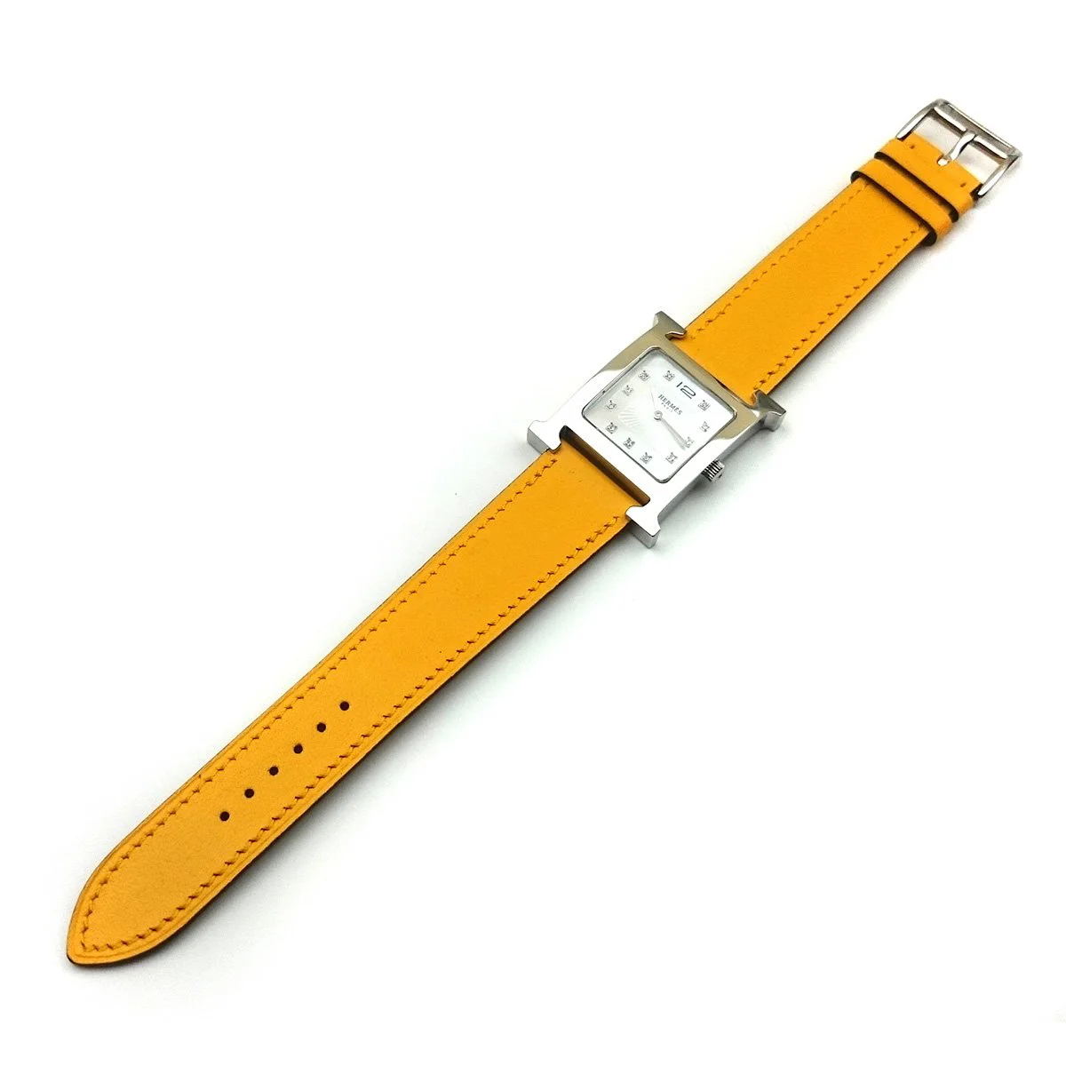 Heure H Steel with Diamond Markers on Amber Fjord Leather Strap