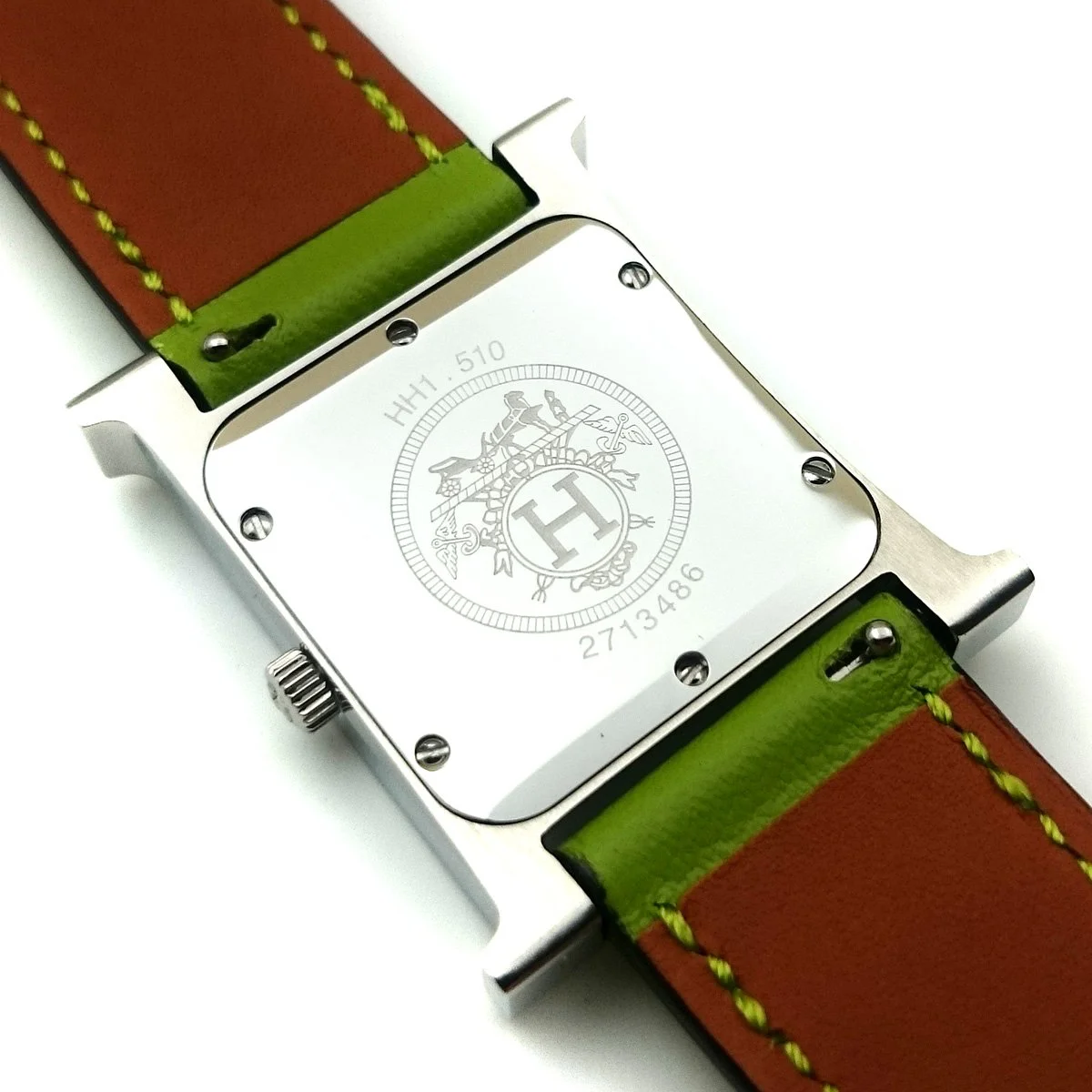 Heure H Steel with Diamond Markers on Green Fjord Leather Strap