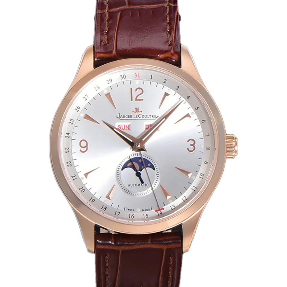 Master Calendar Silver Dial in Rose Gold on Brown Leather Strap