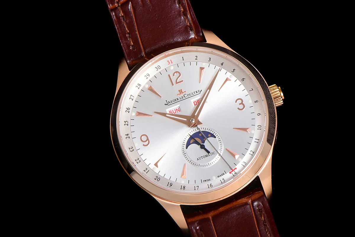 Master Calendar Silver Dial in Rose Gold on Brown Leather Strap