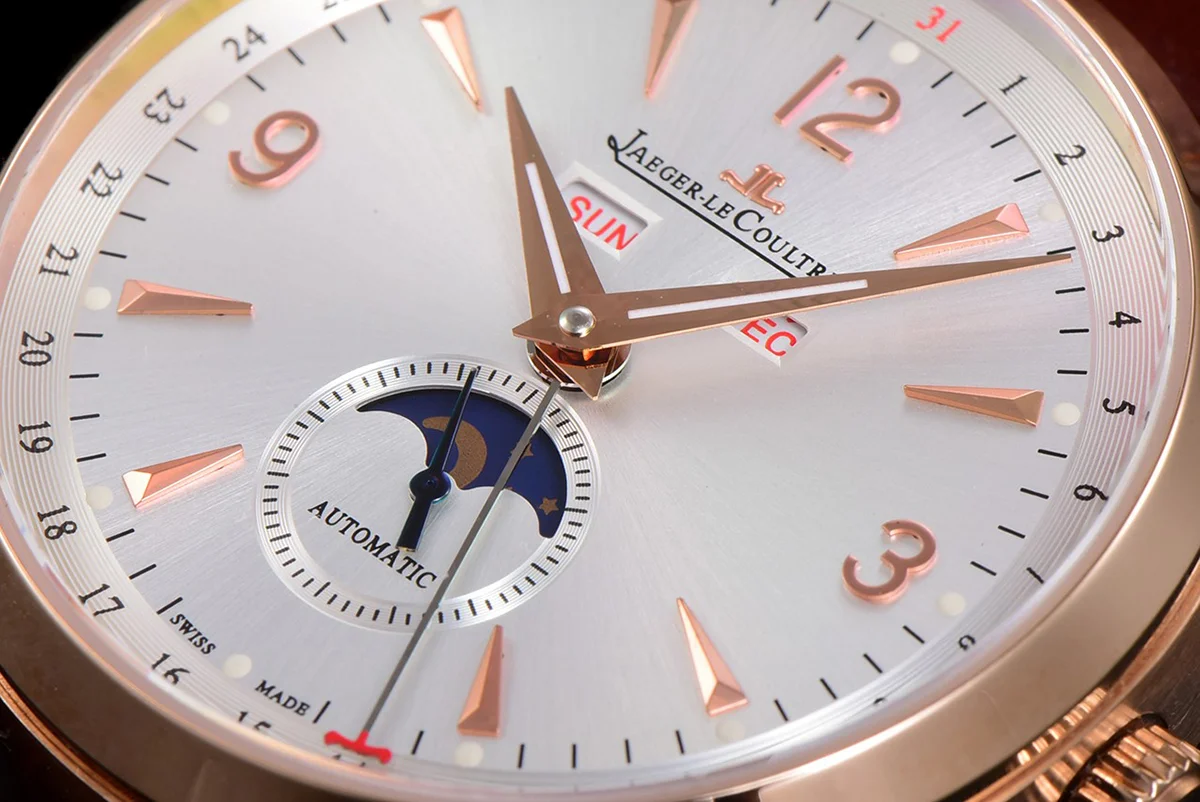Master Calendar Silver Dial in Rose Gold on Brown Leather Strap