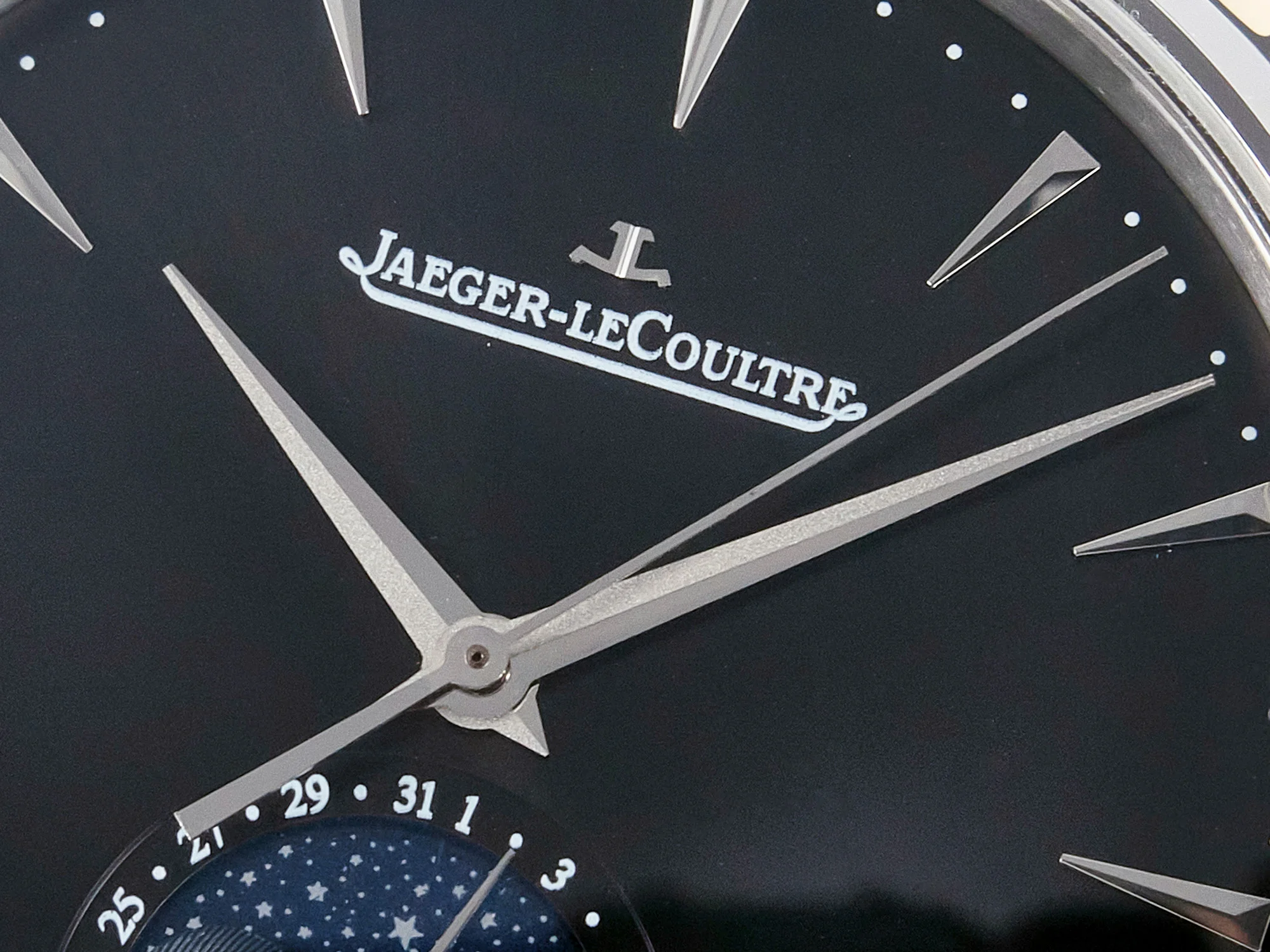 Master Ultra Thin Moon 1368420 SS Z+F 1:1 Best Edition Black Dial on Black Leather Strap SA925 Super Clone