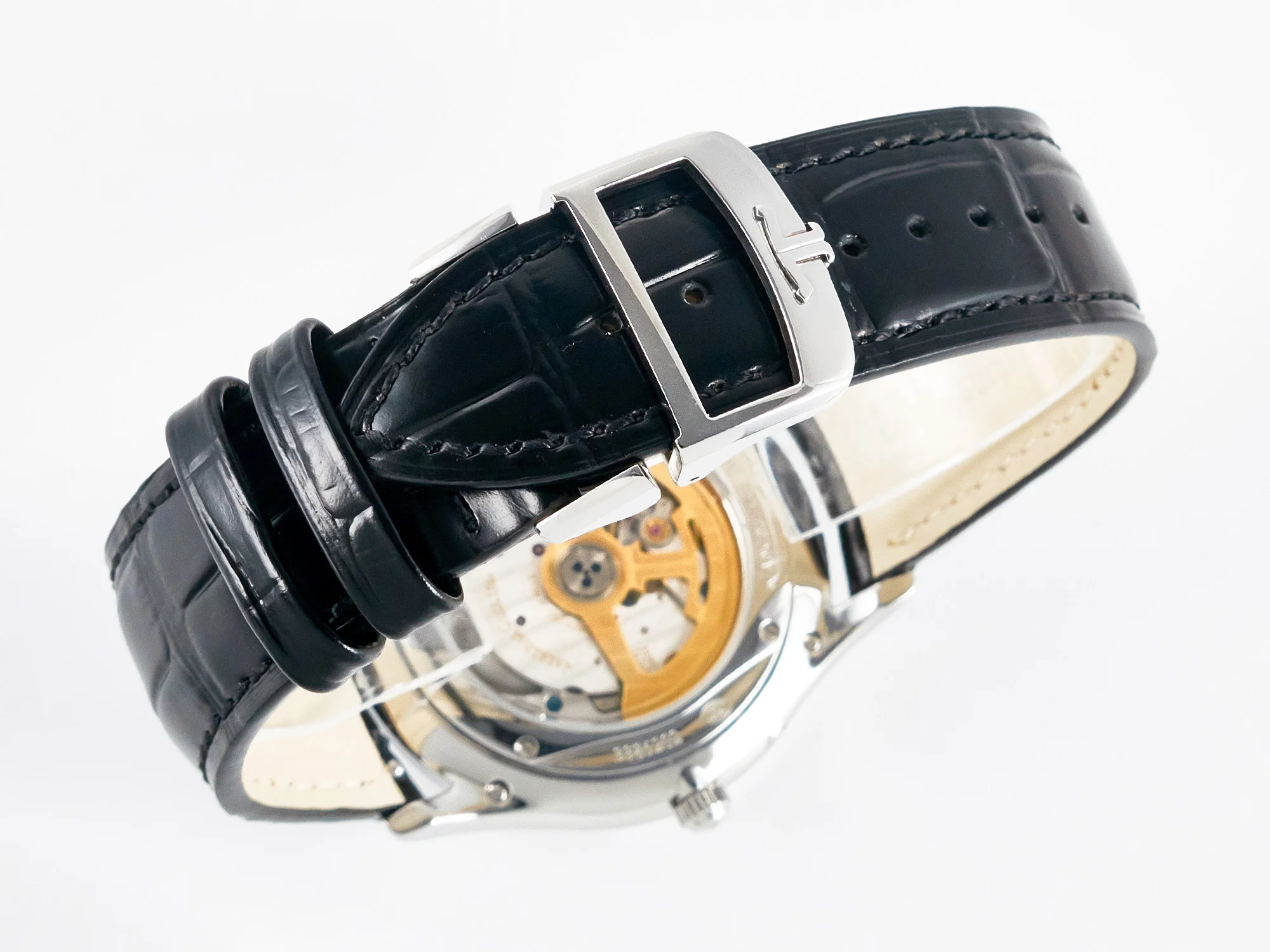 Master Ultra Thin Moon 1368420 SS Z+F 1:1 Best Edition Black Dial on Black Leather Strap SA925 Super Clone