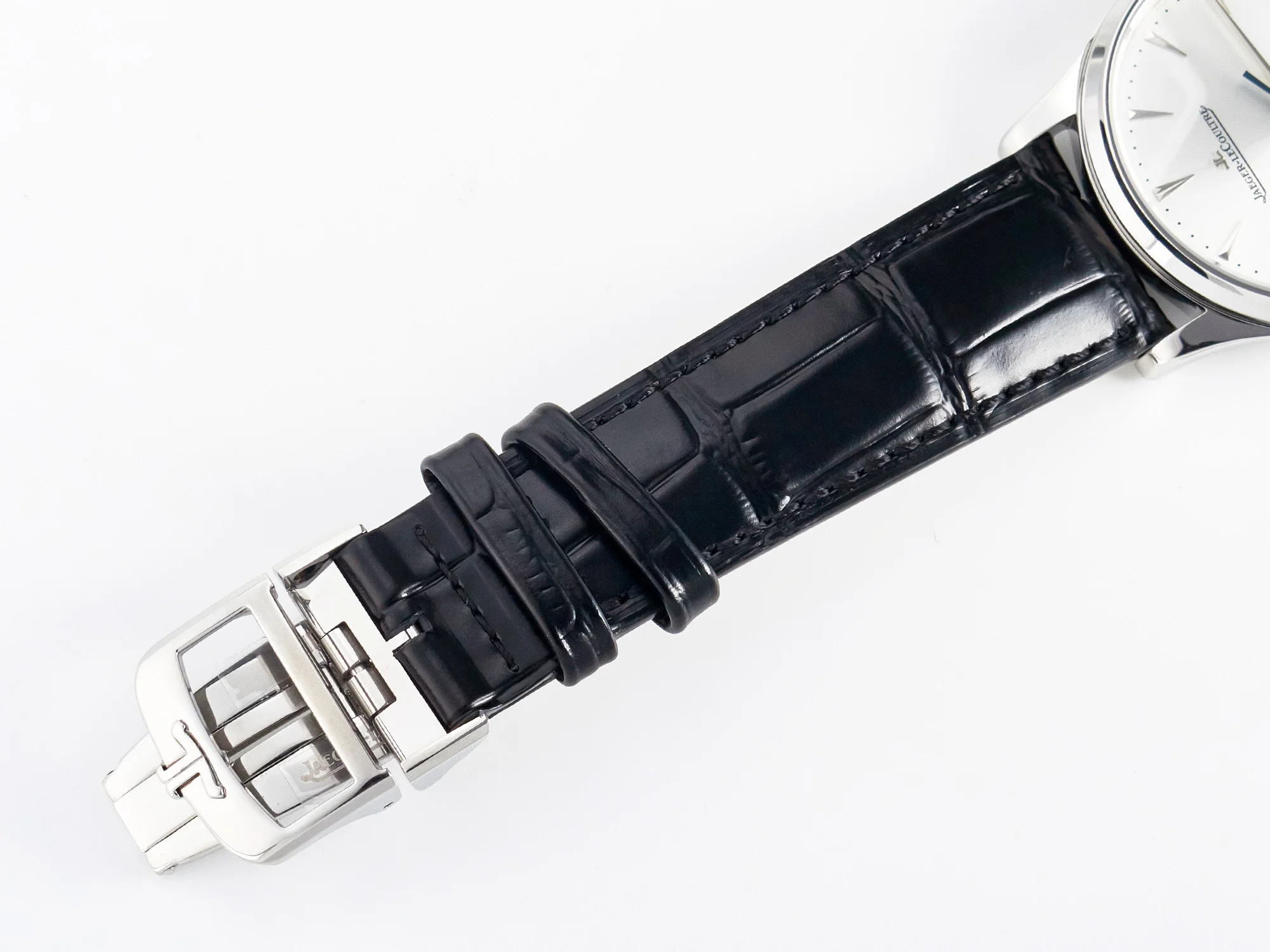 Master Ultra Thin Moon 1368420 SS Z+F 1:1 Best Edition Black Dial on Black Leather Strap SA925 Super Clone