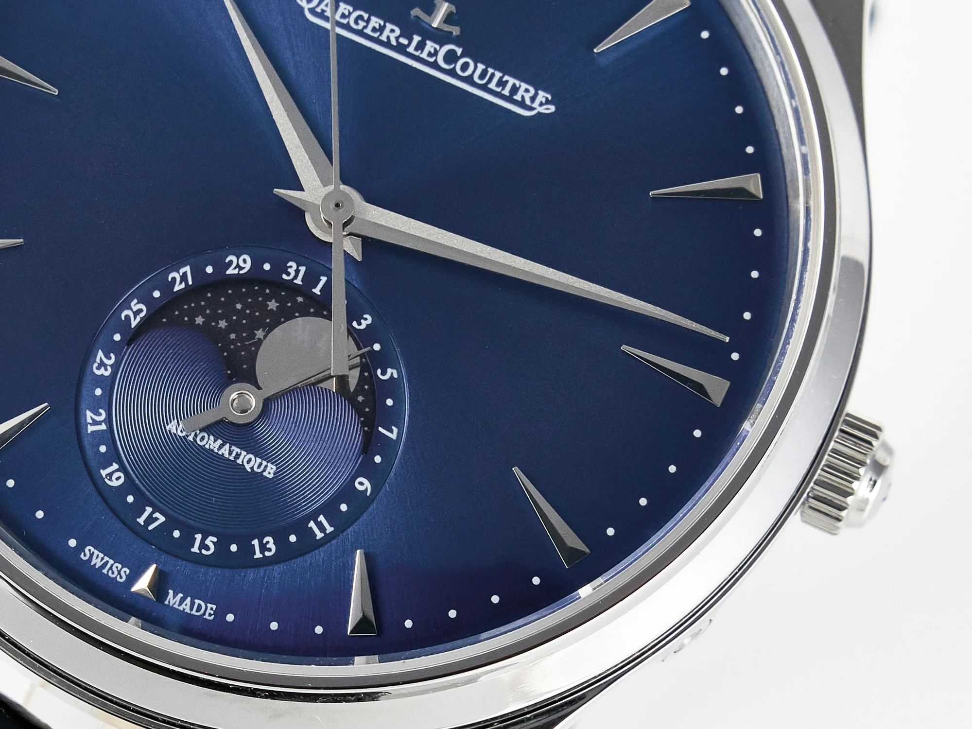 Master Ultra Thin Moon 1368420 SS Z+F 1:1 Best Edition Blue Dial on Black Leather Strap SA925 Super Clone