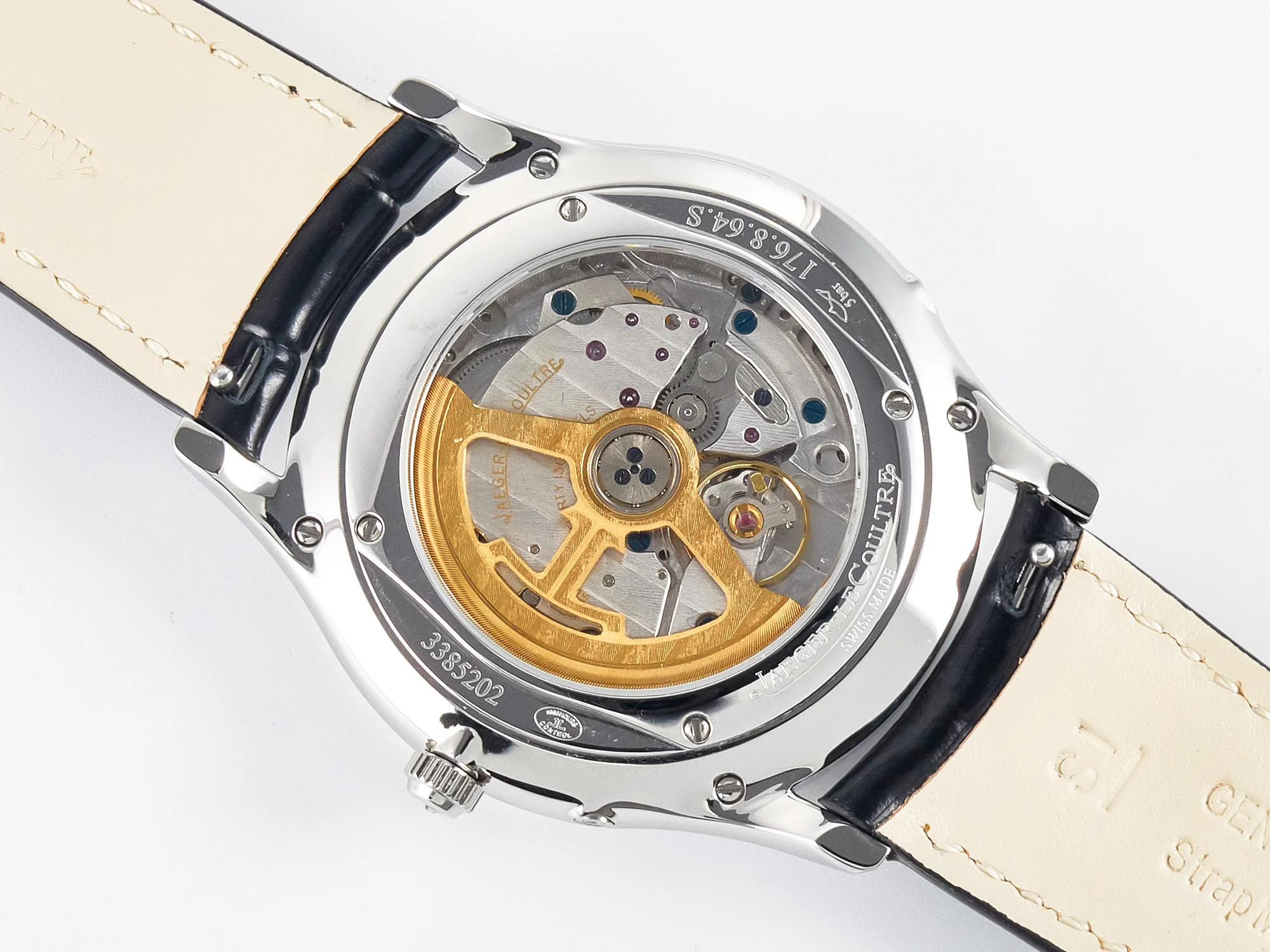 Master Ultra Thin Moon 1368420 SS Z+F 1:1 Best Edition White Dial on Black Leather Strap SA925 Super Clone