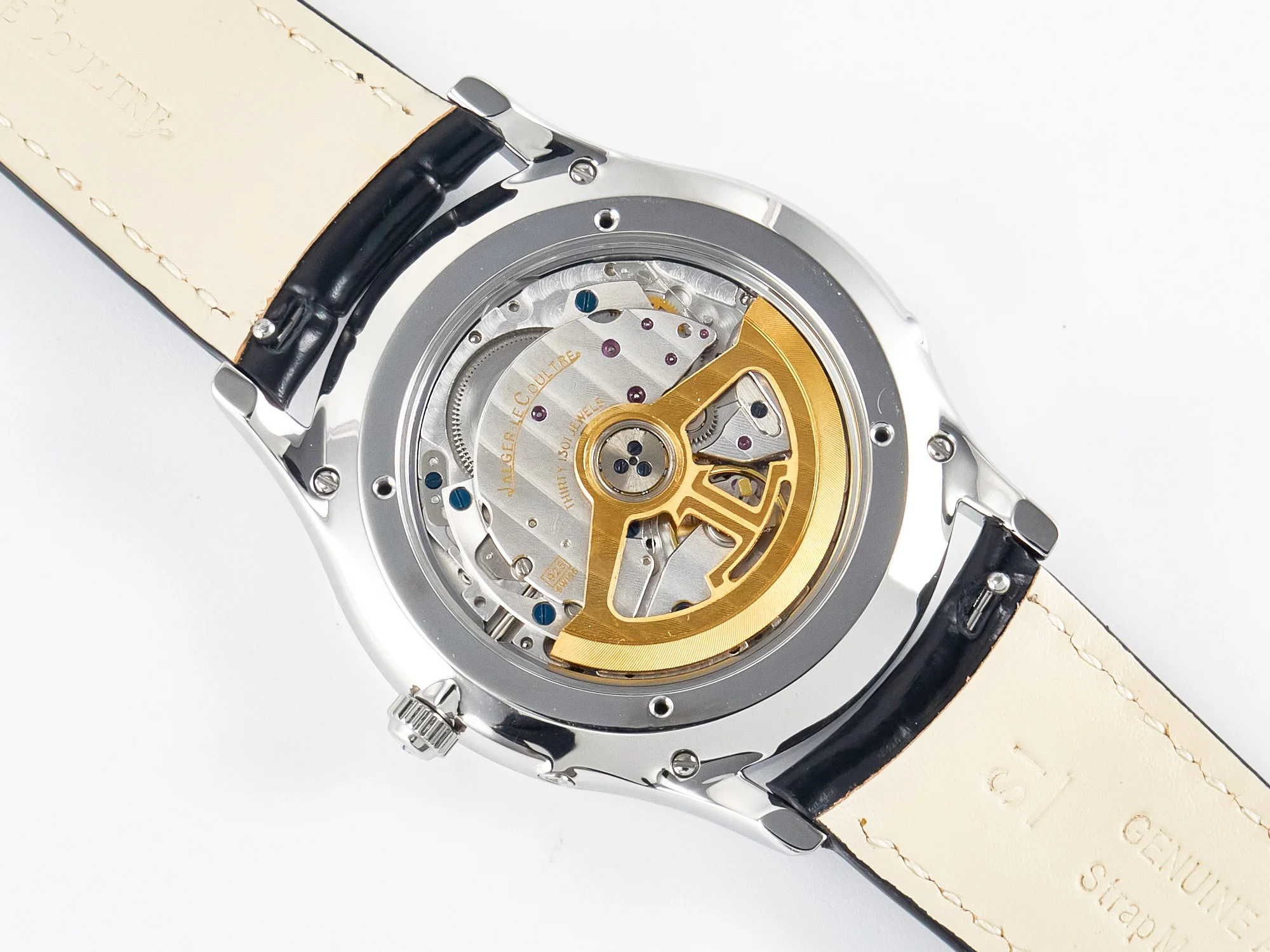 Master Ultra Thin Moon 1368420 SS Z+F 1:1 Best Edition White Dial on Black Leather Strap SA925 Super Clone