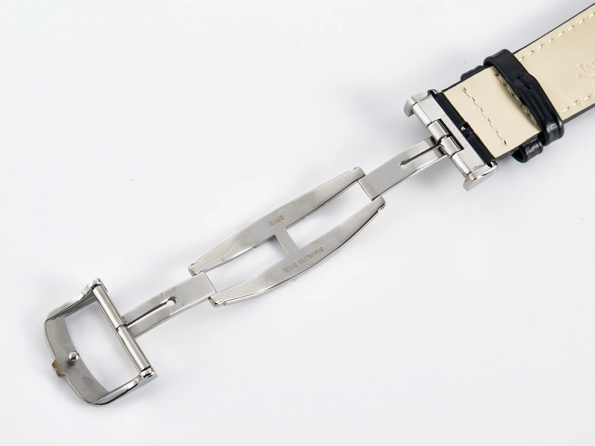 Master Ultra Thin Moon 1368420 SS Z+F 1:1 Best Edition White Dial on Black Leather Strap SA925 Super Clone