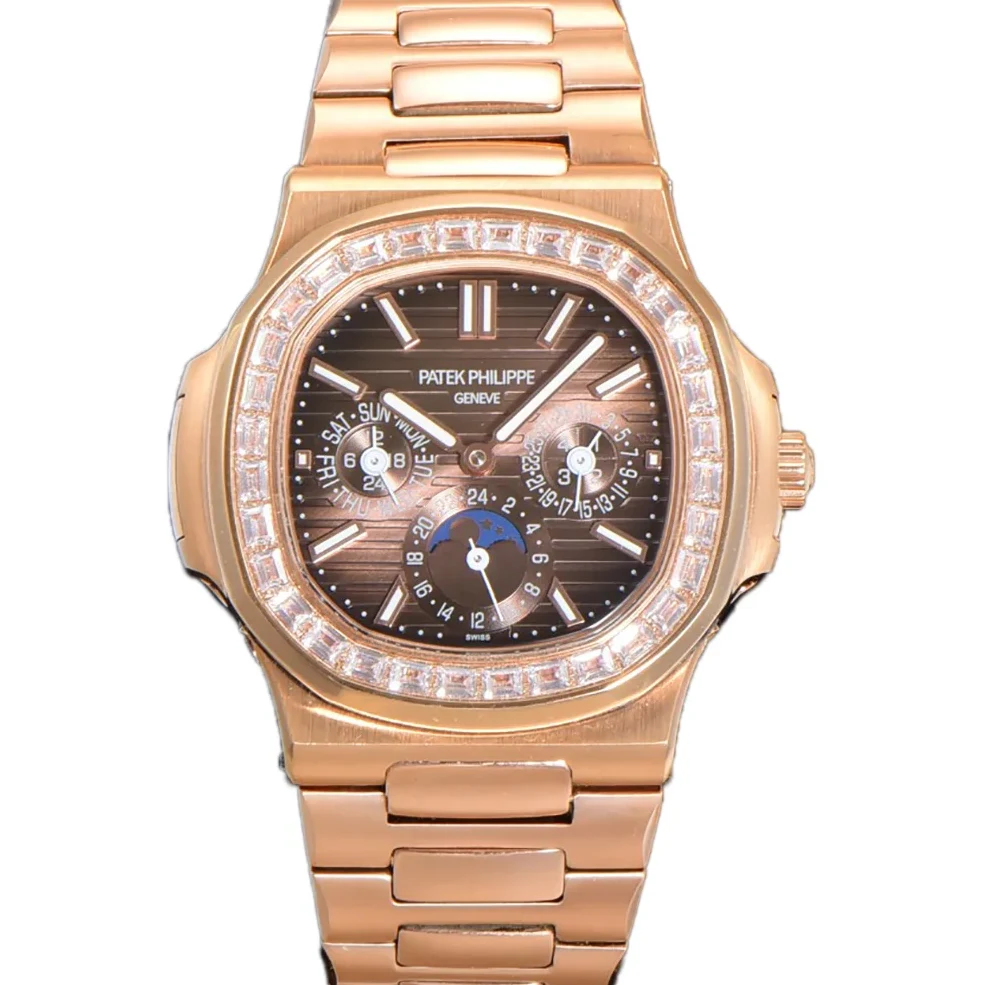 Nautilus 5740 Brown Dial with Diamond Bezel in Rose Gold