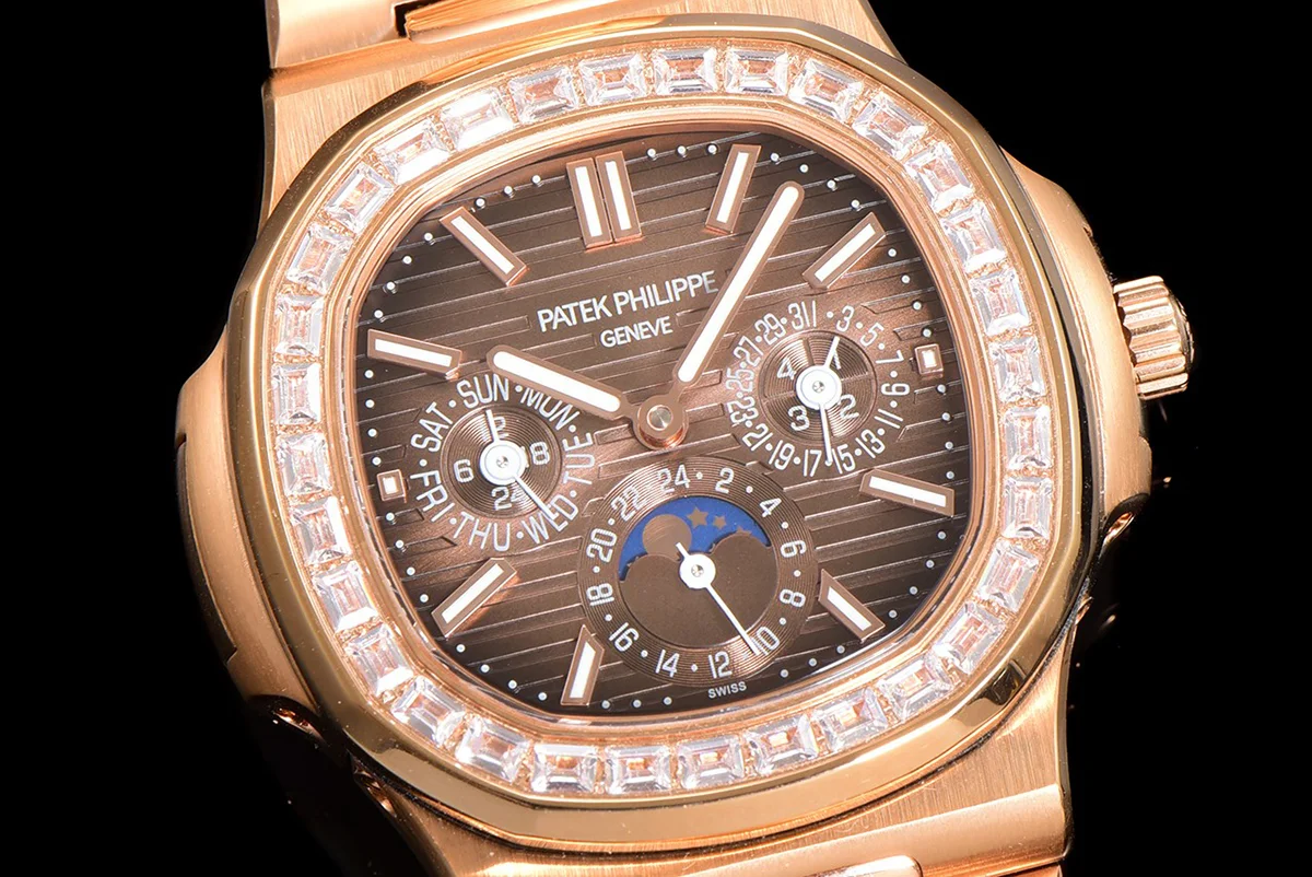 Nautilus 5740 Brown Dial with Diamond Bezel in Rose Gold