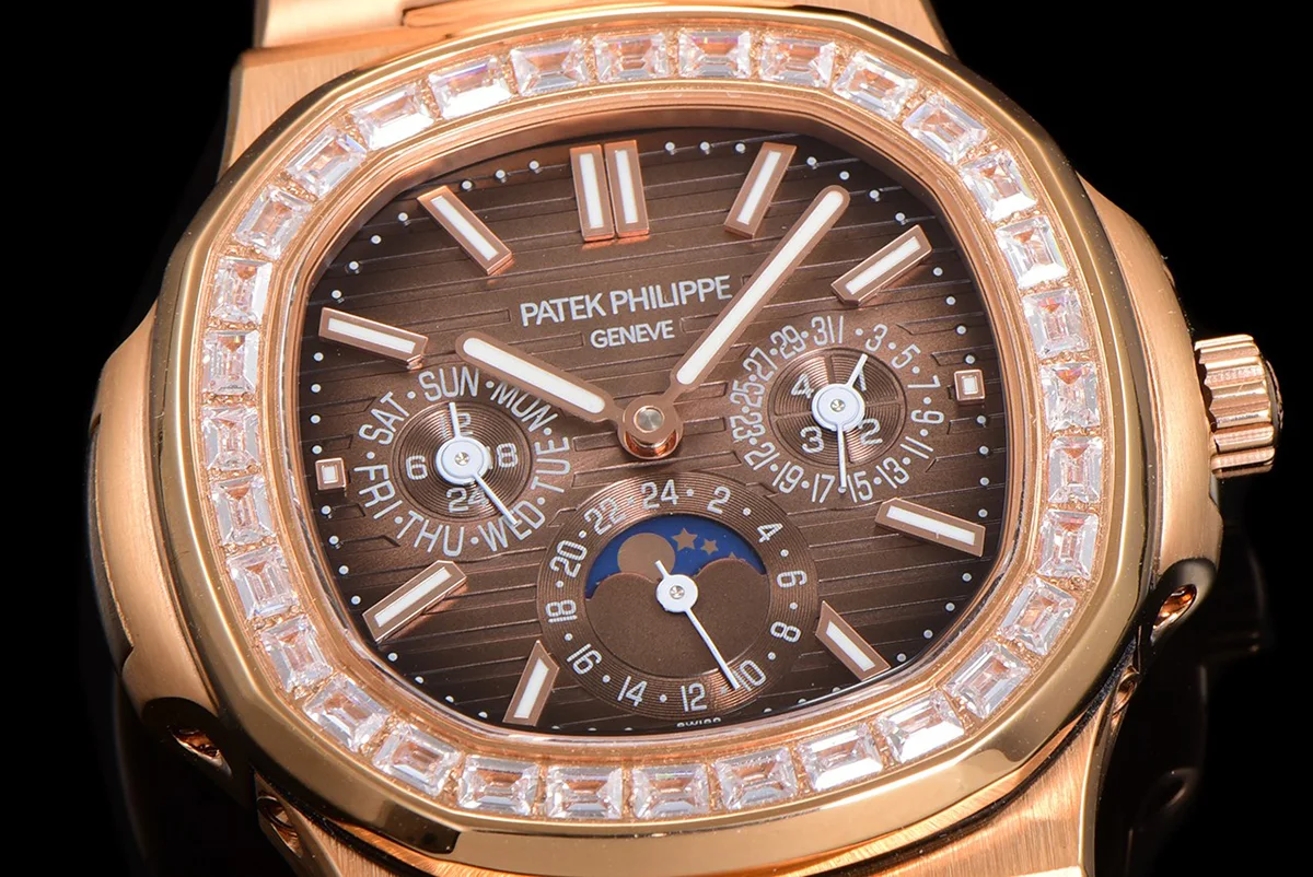 Nautilus 5740 Brown Dial with Diamond Bezel in Rose Gold