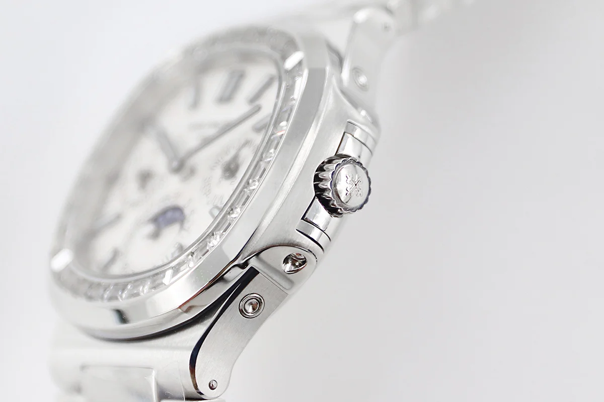 Nautilus 5740 White Dial with Diamond Bezel in Steel