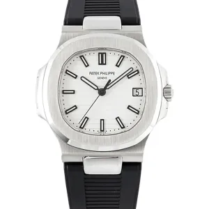 Nautilus Jumbo 5711/1A White Dial on Rubber Strap