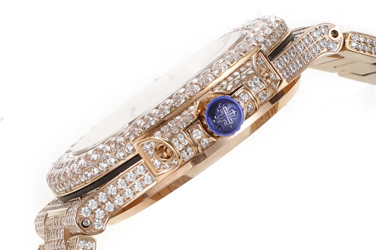 Nautilus Jumbo 5711 Diamond Dial with Diamond Bezel with Paved Diamonds in Rose Gold
