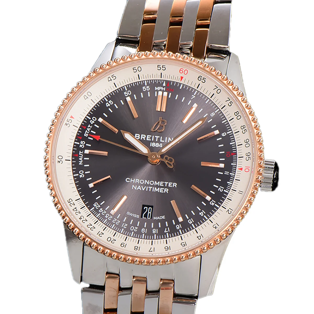 Navitimer Automatic 41 Grey Dial in Steel/Rose Gold on Bracelet