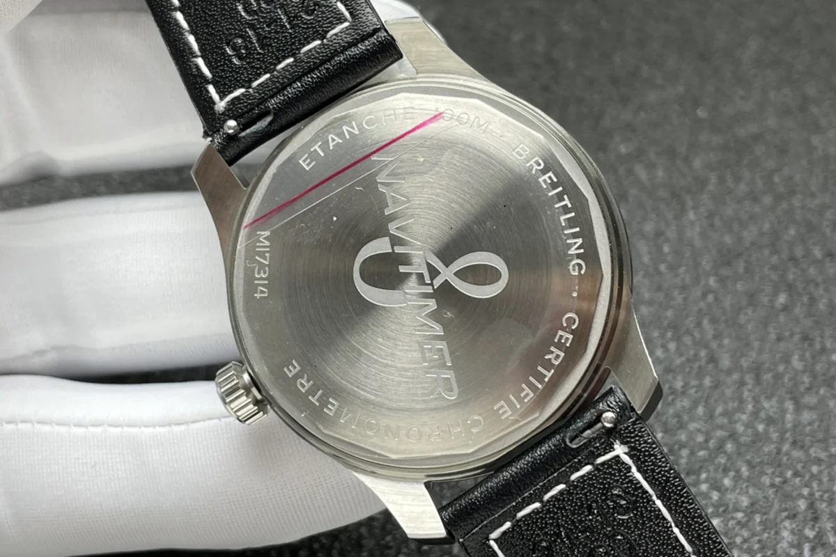 Navitimer Aviator 8 Automatic 41 Black Dial in Steel on Black Leather Strap