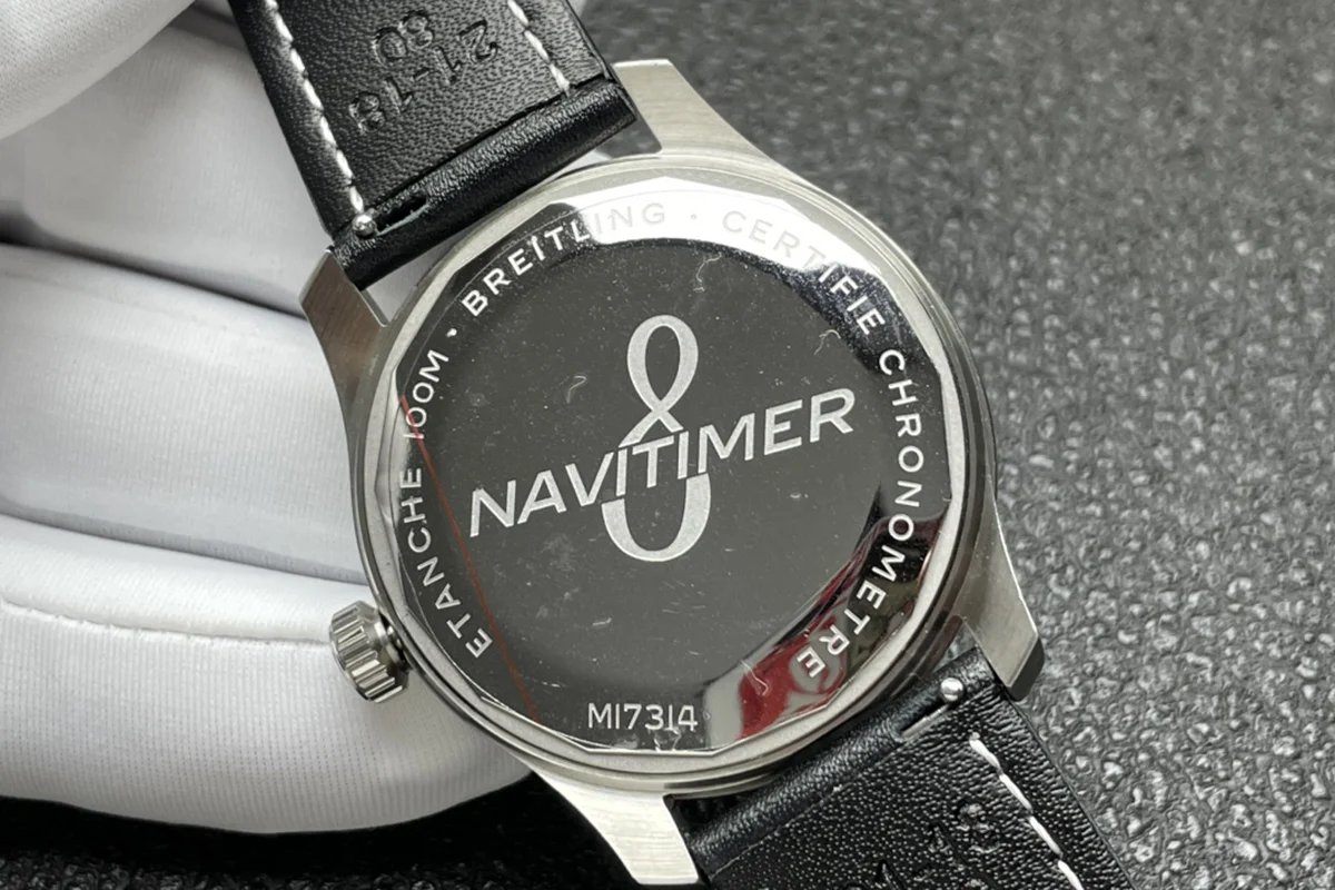 Navitimer Aviator 8 Automatic 41 Blue Dial in Steel on Black Leather Strap