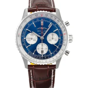 Navitimer B01 Chronograph 43 Blue Dial in Steel on Leather Strap Ref. AB0139631C1P1