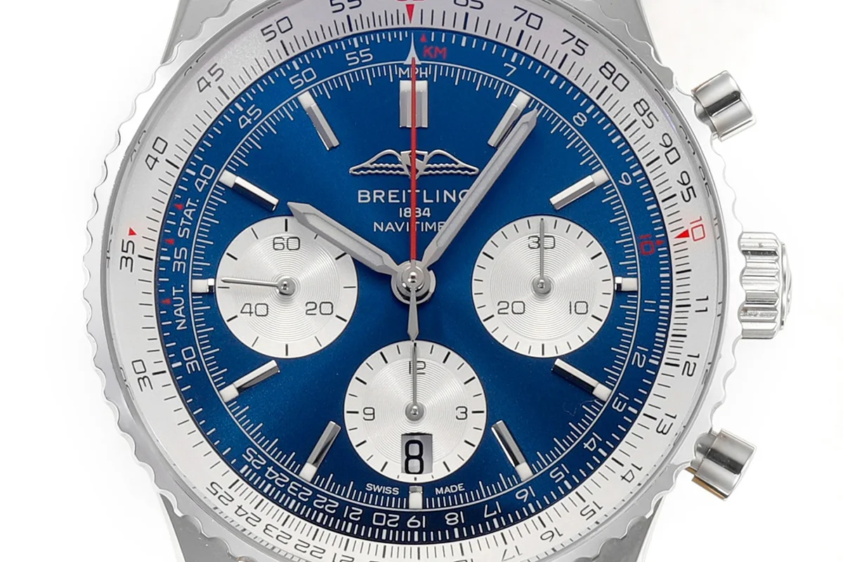 Navitimer B01 Chronograph 43 Blue Dial in Steel on Leather Strap Ref. AB0139631C1P1